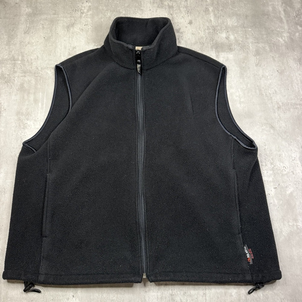 Woolrich Vest Men XL Black Polartec Fleece Full Zip Mock Neck Outdoor USA Made